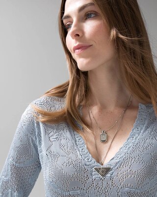 Pointelle Stitch 3/4 Sleeve Sweater