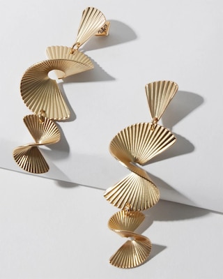 Goldtone Fan Linear Earrings