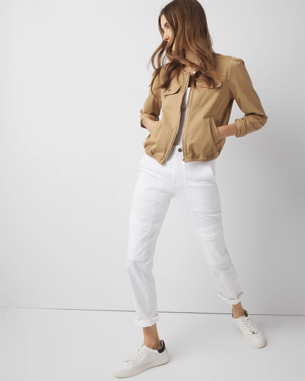 Petite Puff Sleeve Bomber Jacket