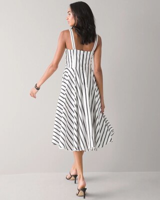 Button Front Fit & Flare Midi Dress
