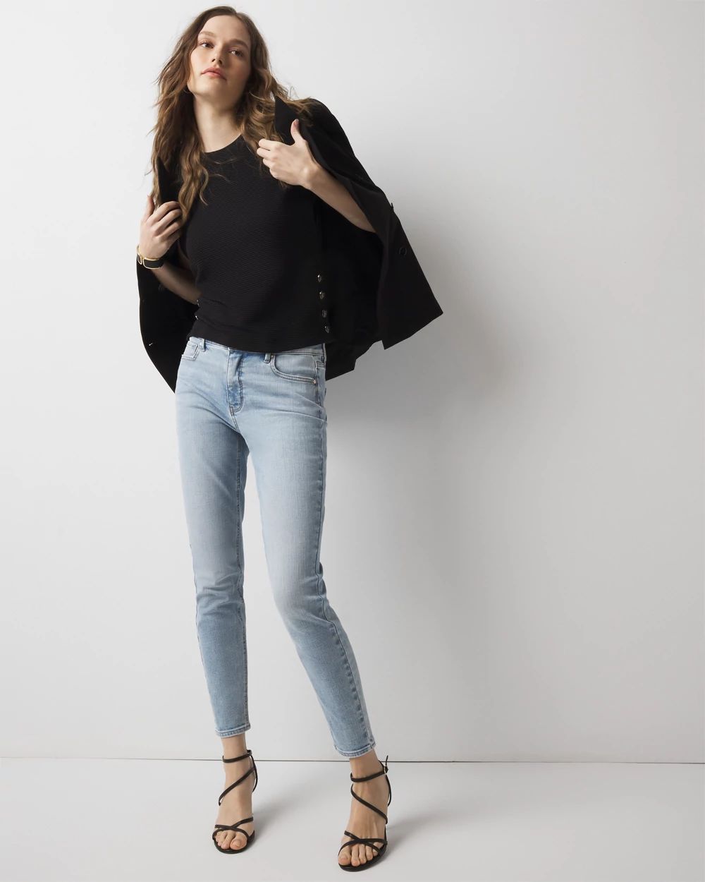 Side-Button Ribbed Crewneck Top