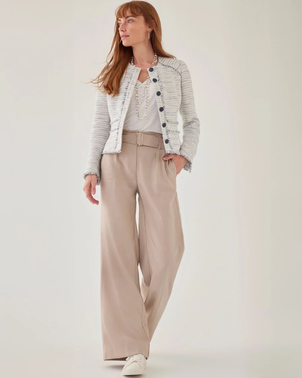 Belted Wide-Leg Woven Pants click to view larger image.