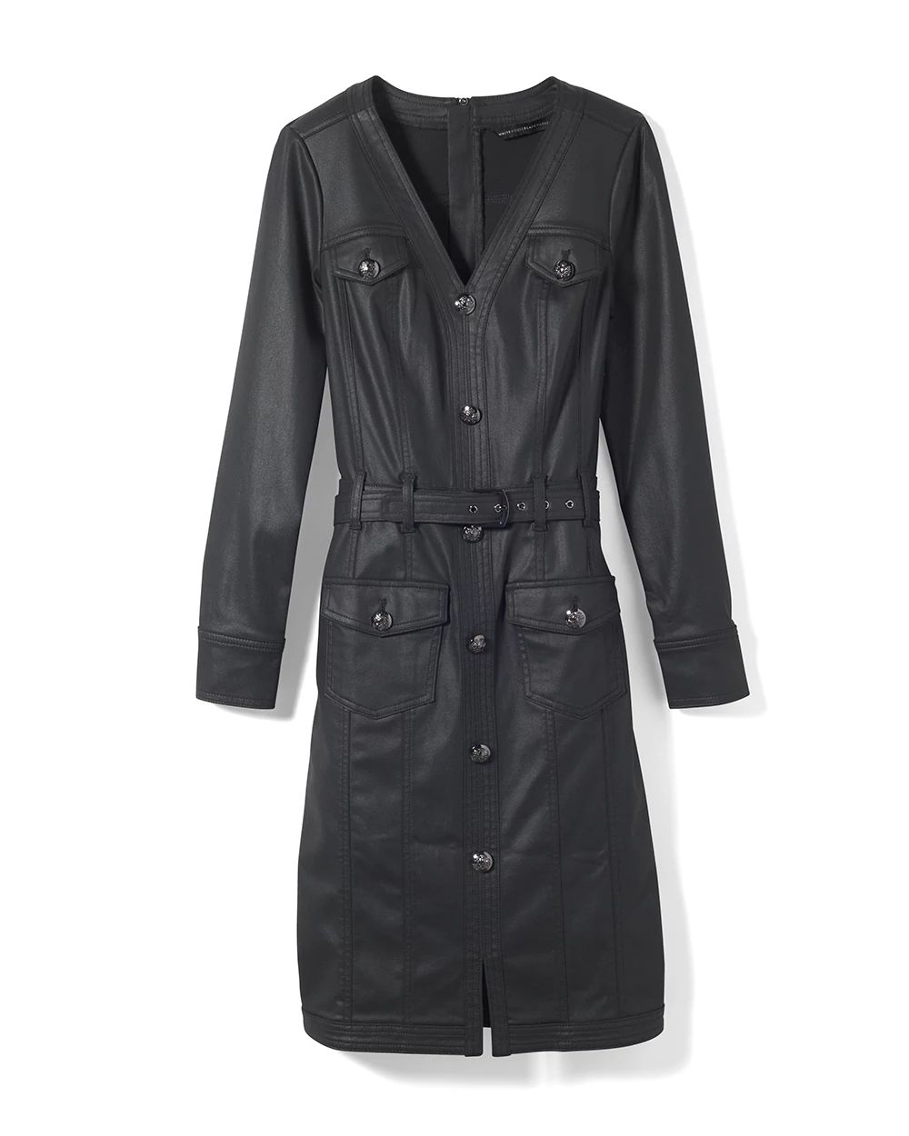 Coated Denim Shirt Dress