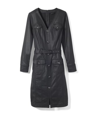 Coated Denim Shirt Dress