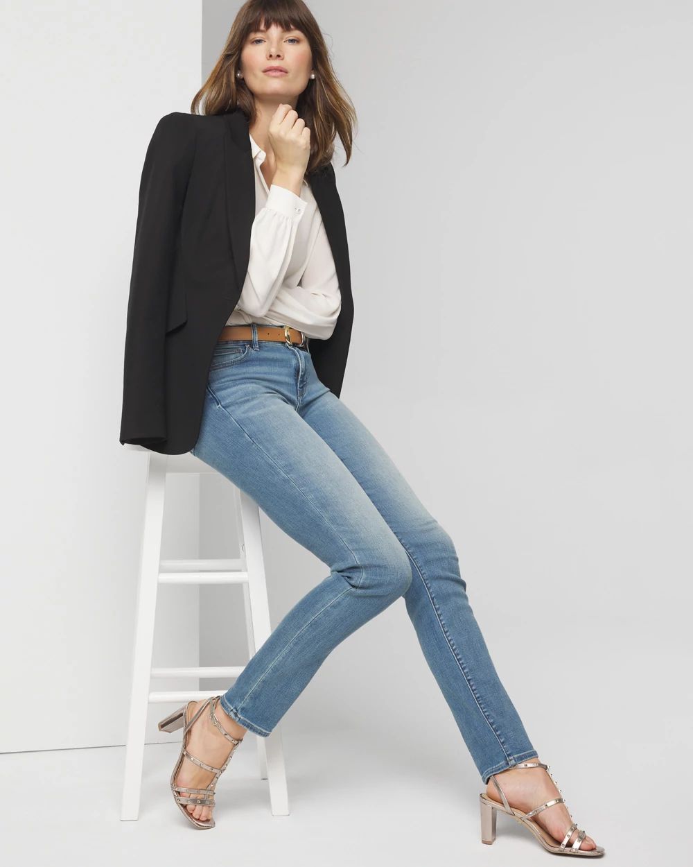 Petite Mid-Rise Everyday Soft Denim  Slim Jeans click to view larger image.