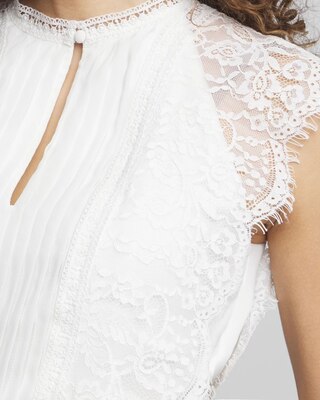 Petite Cap Sleeve Lace Detail Pleated Midi Dress