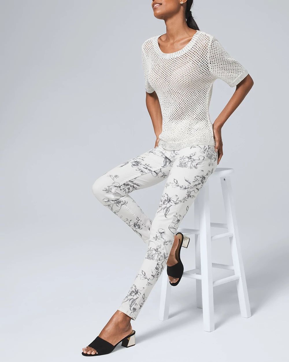 High-Rise Sculpt Floral Skinny Jeans