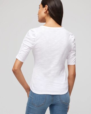 Shirred Sleeve Crewneck Tee
