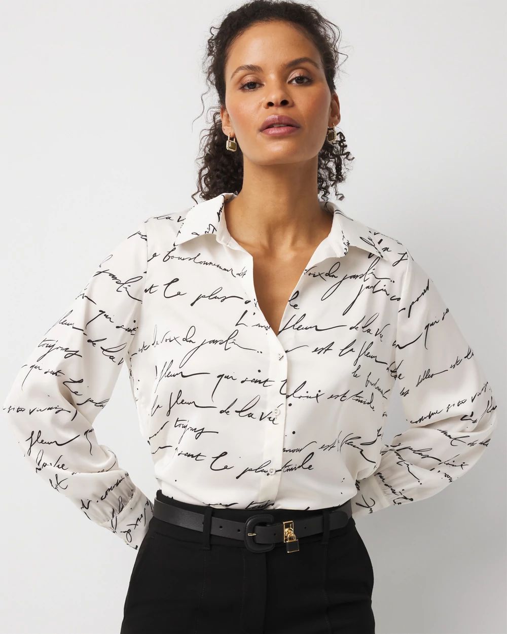 Petite Satin Soft Shirt