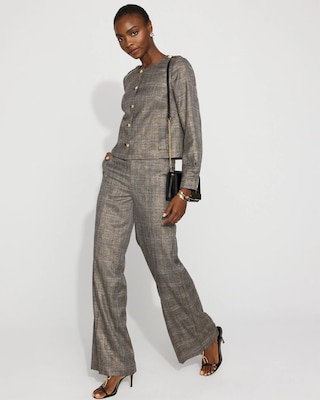 Metallic Plaid Cropped Jacket click to view larger image.