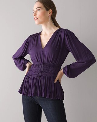Long-Sleeve Fitted Waist Blouse