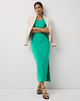 Petite Ruched Sleeveless Midi Dress click to view larger image.