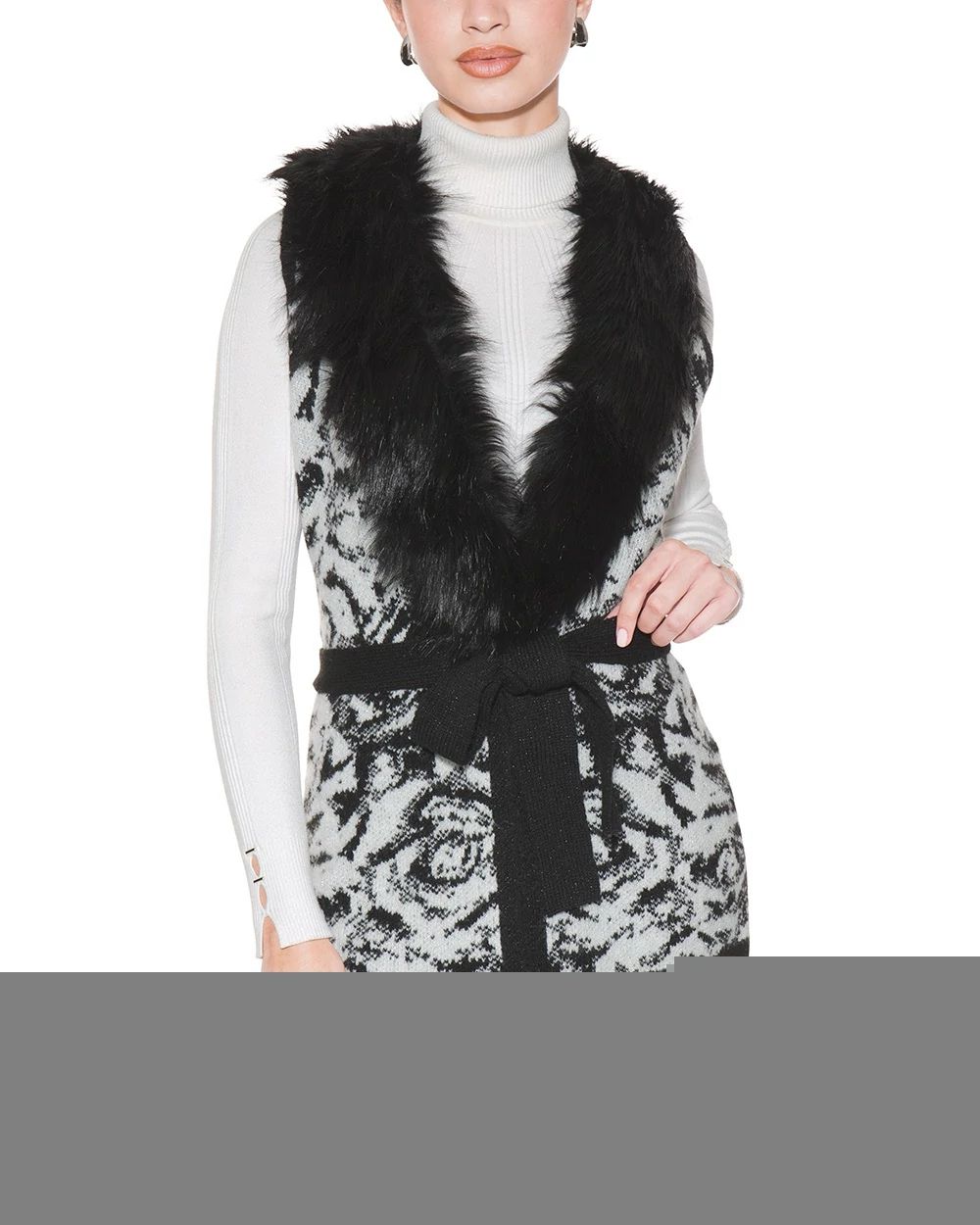 Black and white fur vest shop
