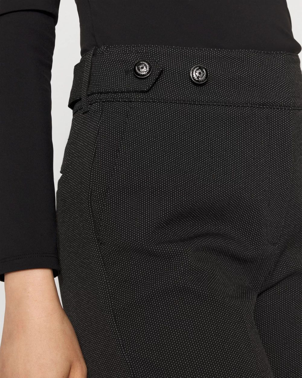 Elle Slim Ankle Pant with Button Tab Waist