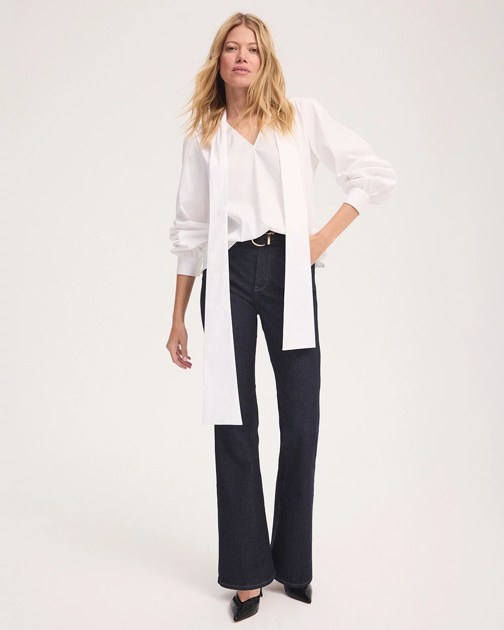 Removable Bow Poplin Blouse