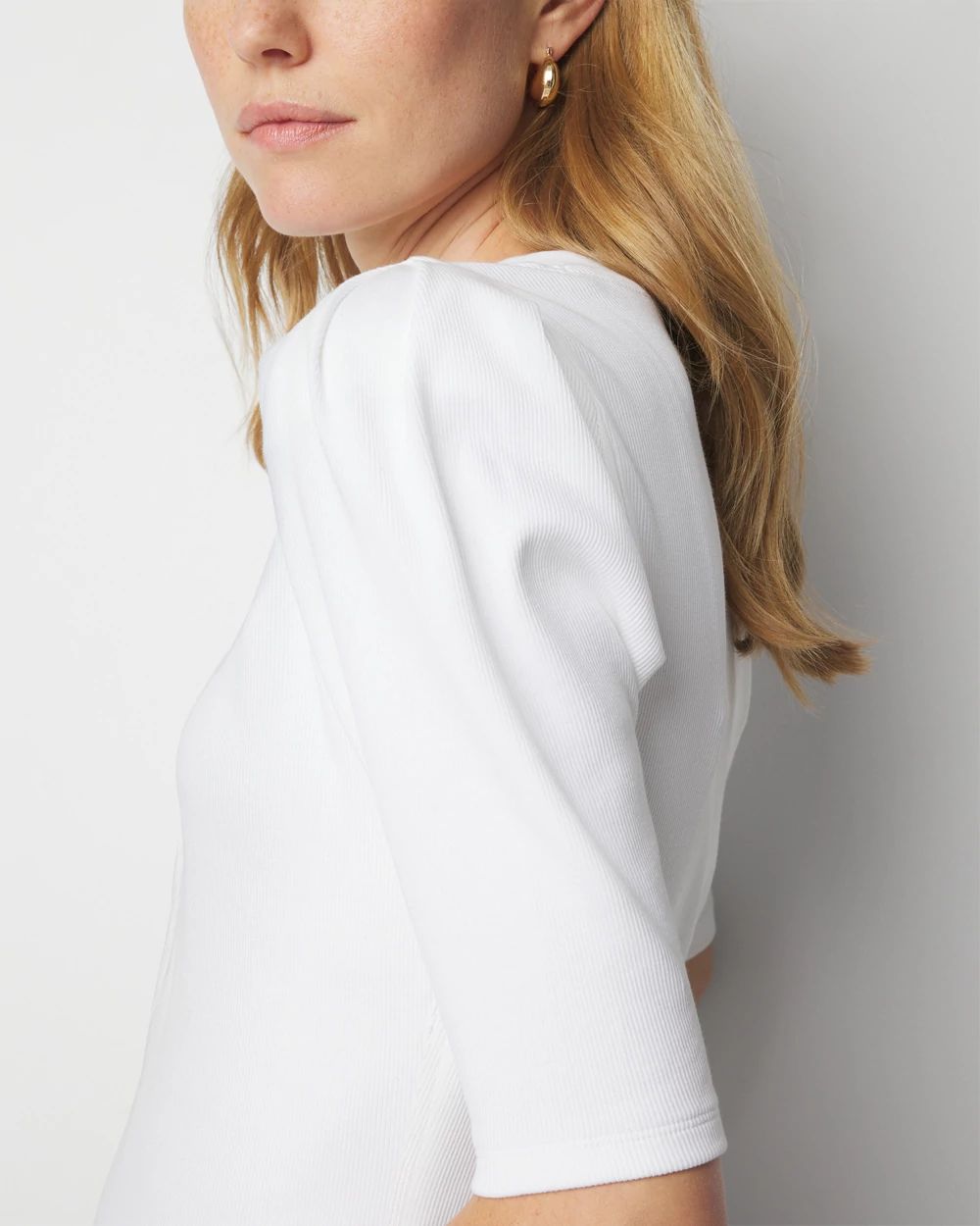Pima Cotton Rib Elbow Sleeve Henley Tee