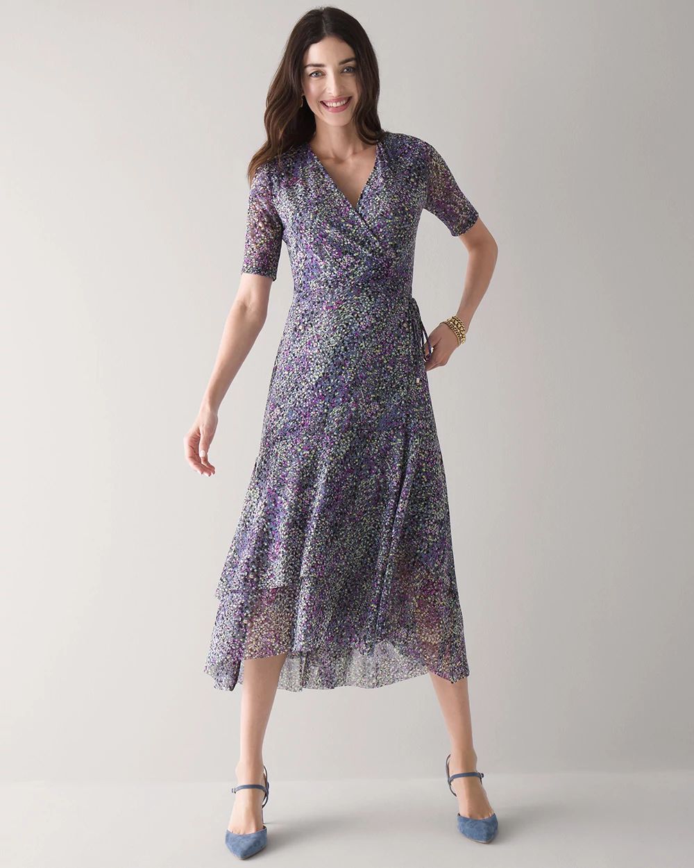 Petite Mesh Wrap Dress