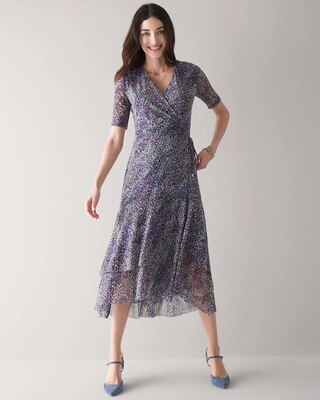 Petite Mesh Wrap Dress