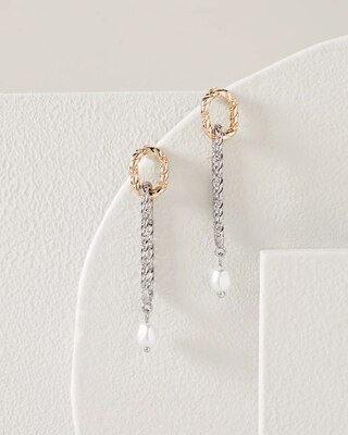 Mixed Metal & Faux Pearl Earring