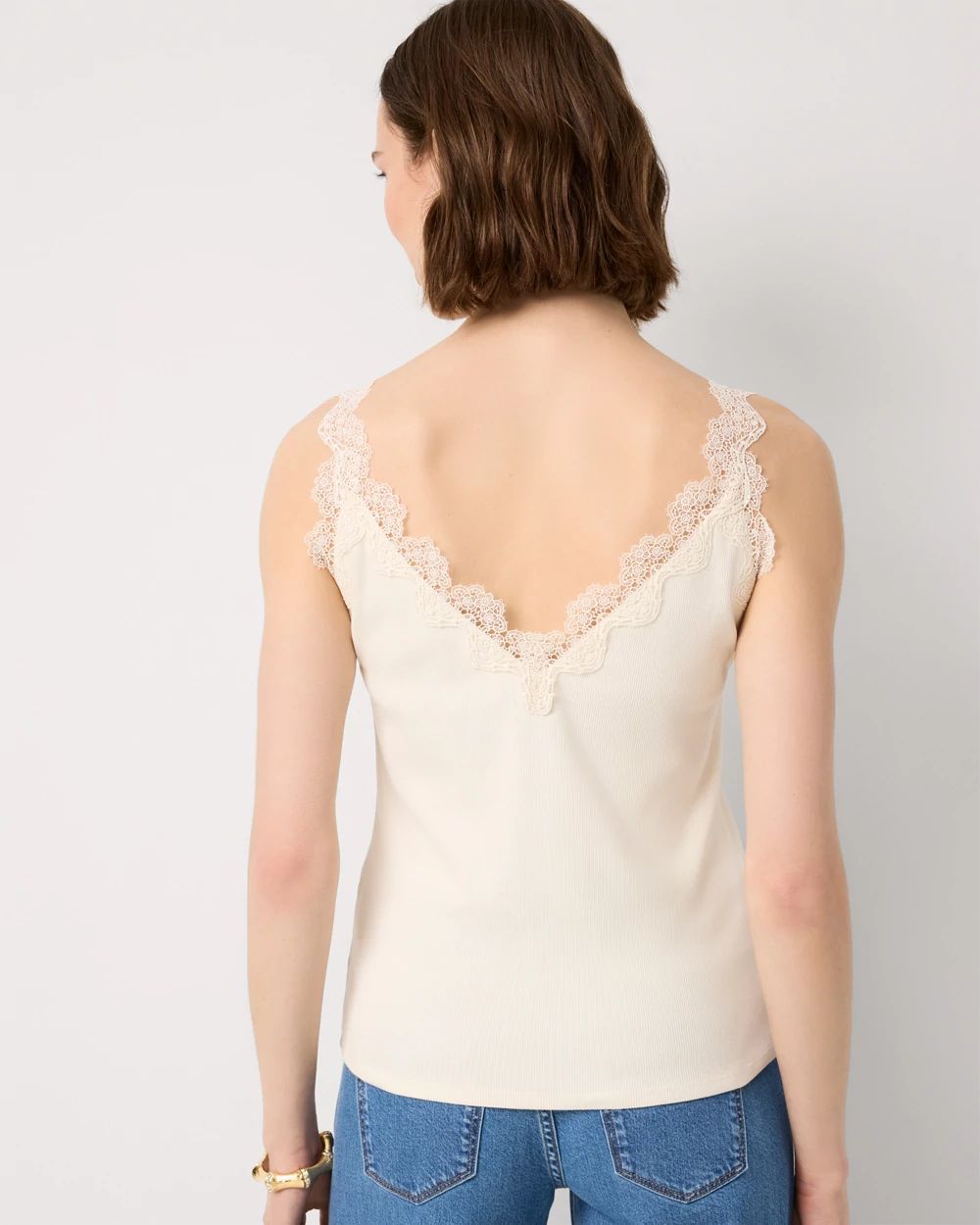 WHBM FORME™ Lace Trim Ribbed Tank click to view larger image.