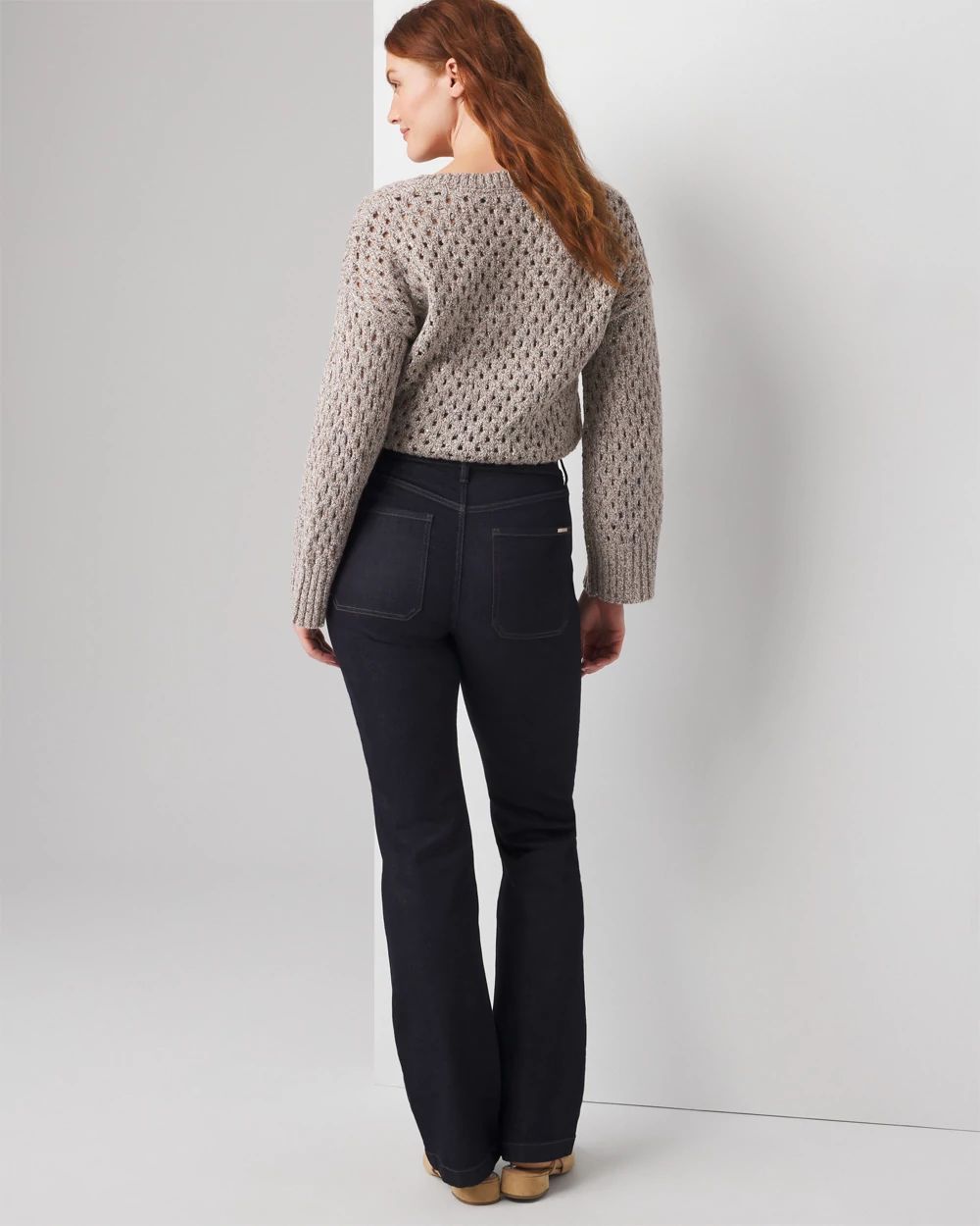 High-Rise Patch Pocket Bootcut Jeans