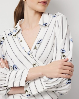 Crepe Long Sleeve Wrap Shirt click to view larger image.