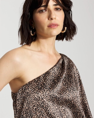 One-Shoulder Satin Blouse click to view larger image.