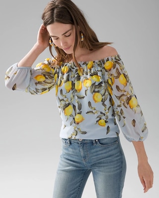 Off-the-Shoulder Elbow Sleeve Blouse
