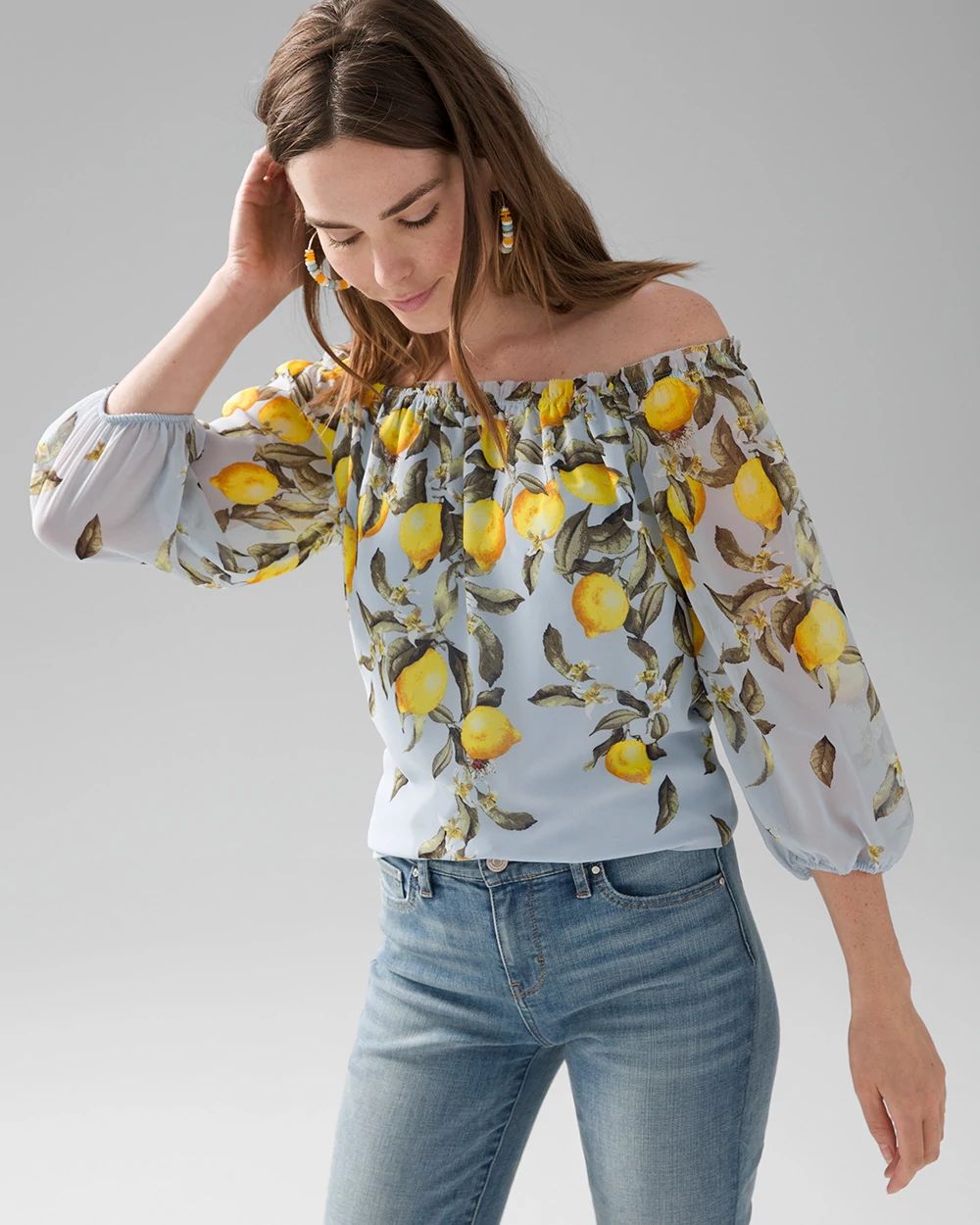 Off-the-Shoulder Elbow Sleeve Blouse