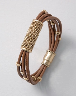 Goldtone Leather Bracelet click to view larger image.