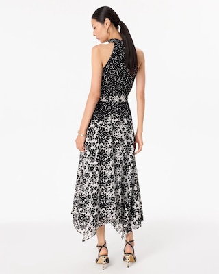 Handkerchief Hem Chiffon Halter Midi Dress click to view larger image.