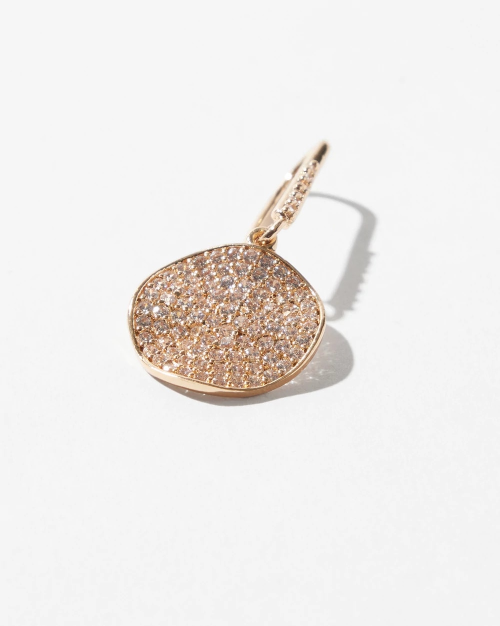 Gold Pave Disc Drop Earrings - image 4