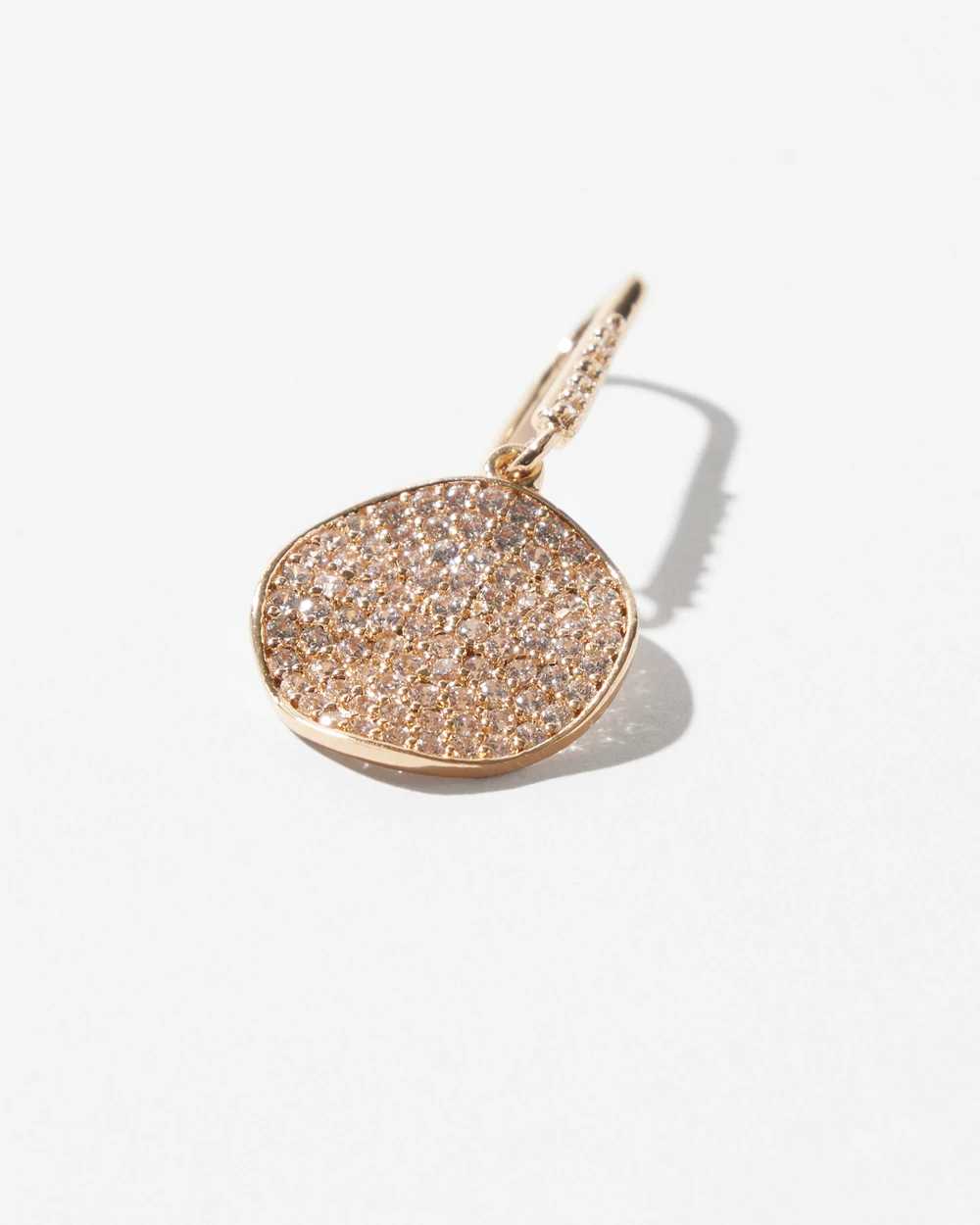 Gold Pave Disc Drop Earrings click to view larger image.