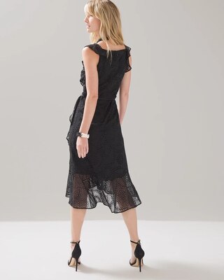 Eyelet Ruffle Wrap Dress