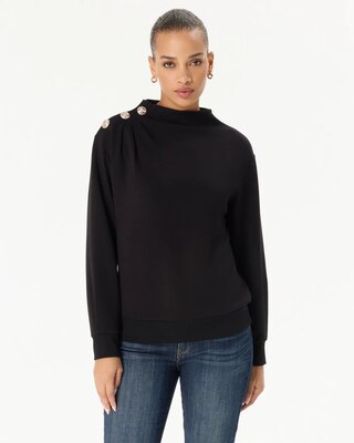 Button Shoulder Pullover Sweater