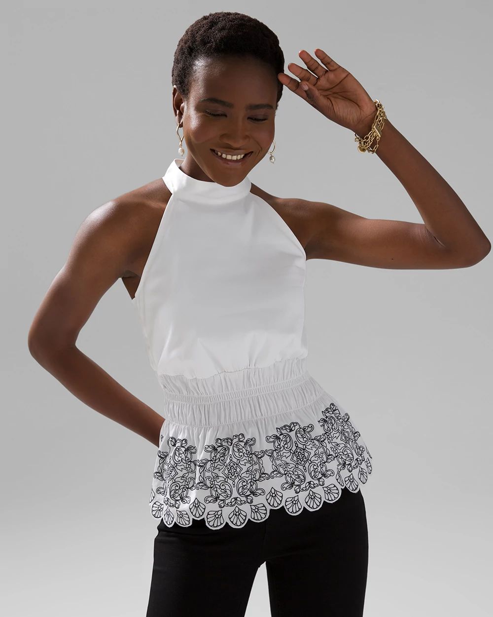 Poplin Cut-Out Halter Top