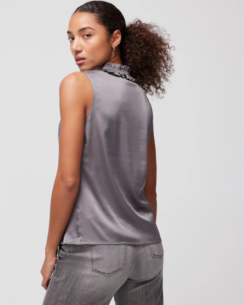 Satin Ruched Neck Shell