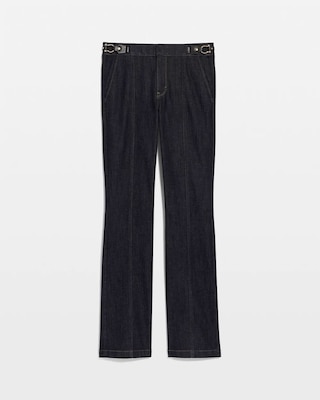 Petite Faux Leather Detail Bootcut Jean click to view larger image.