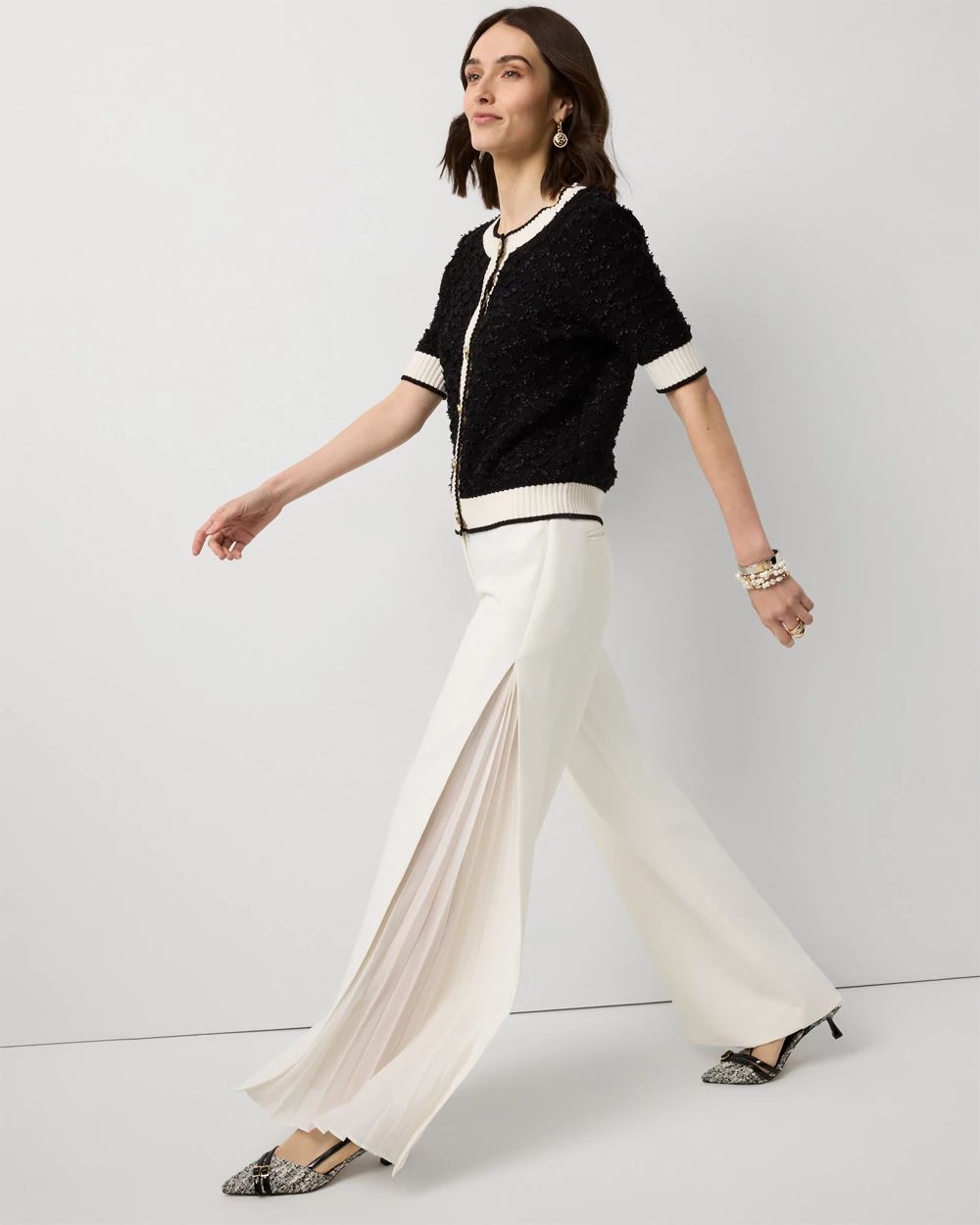 Petite Chiffon Inset Ultra Wide Leg Pant