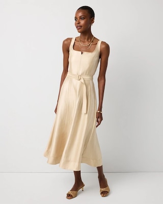 Fit + Flare Notch Neck Midi Dress