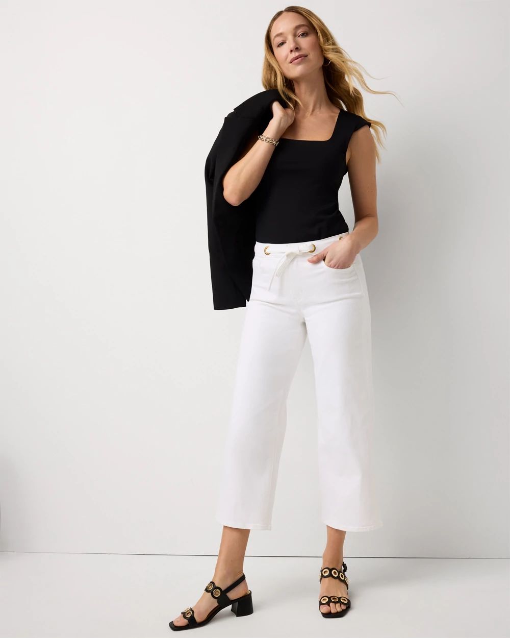 Petite Grommet High Rise Wide Leg Crop Jean