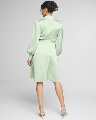 Long Sleeve Satin Wrap Mini Dress