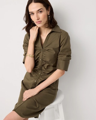 Ruched Shirt Dress click to view larger image.