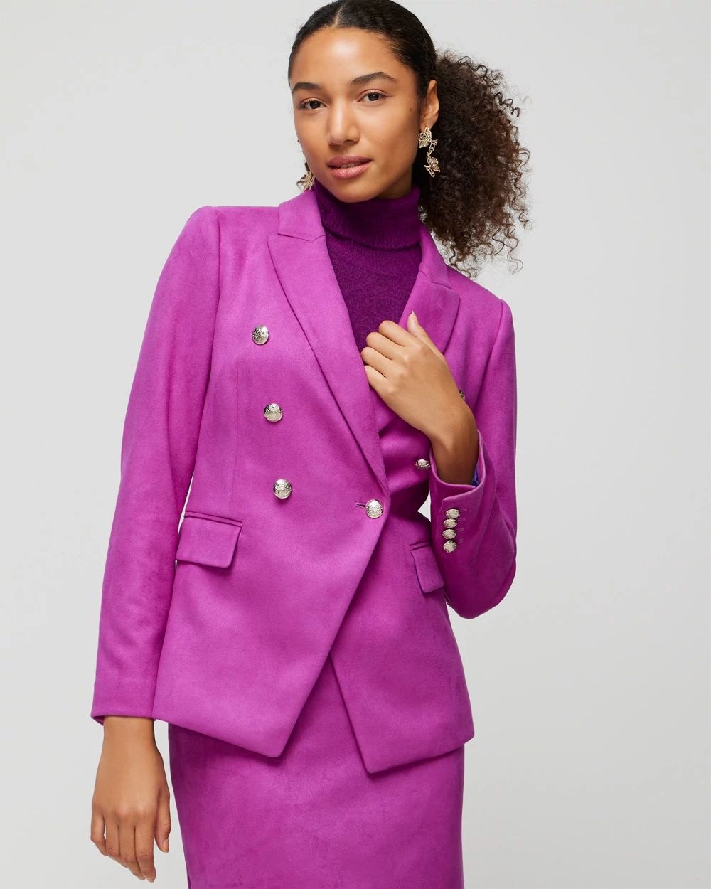 WHBM® Petite Ultra Suede Studio Blazer click to view larger image.