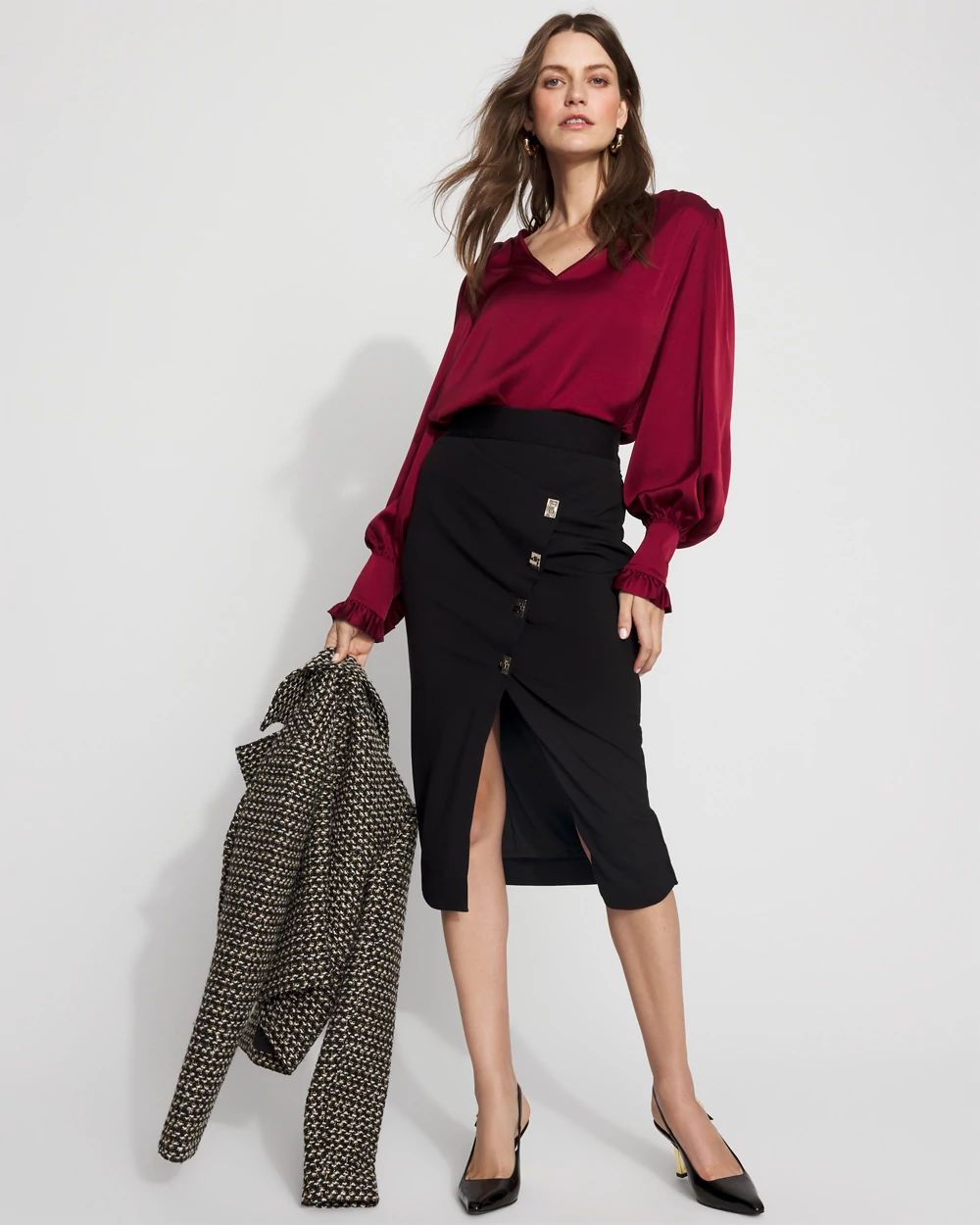 Satin Drama Sleeve Blouse click to view larger image.