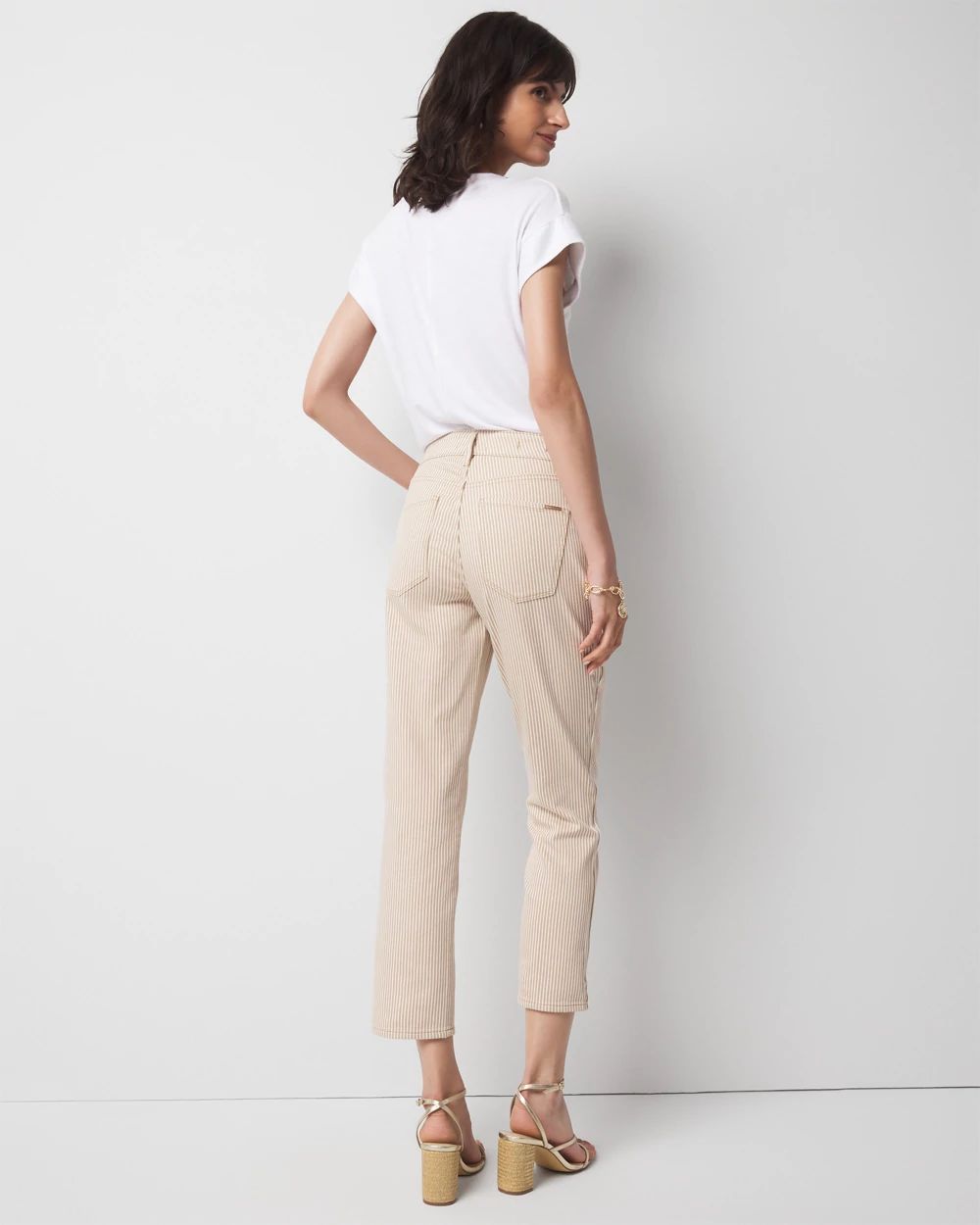 High-Rise Striped Straight Jean
