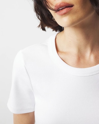 WHBM FORME™  Ribbed Stretch Button Shoulder Tee click to view larger image.