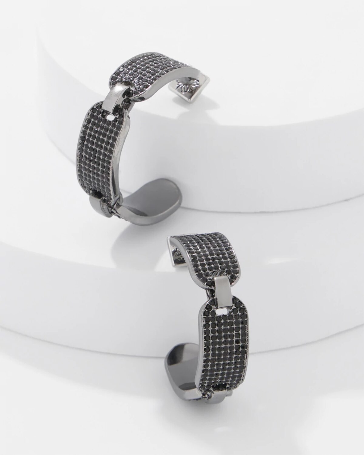 White House Black Market Hematite + Pave Hoop Earrings | In Gray