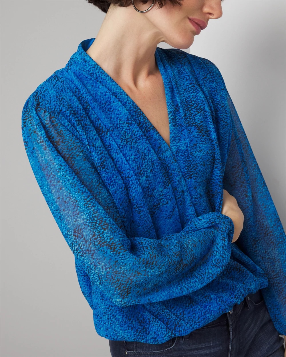 Cross Front Pleated Blouse