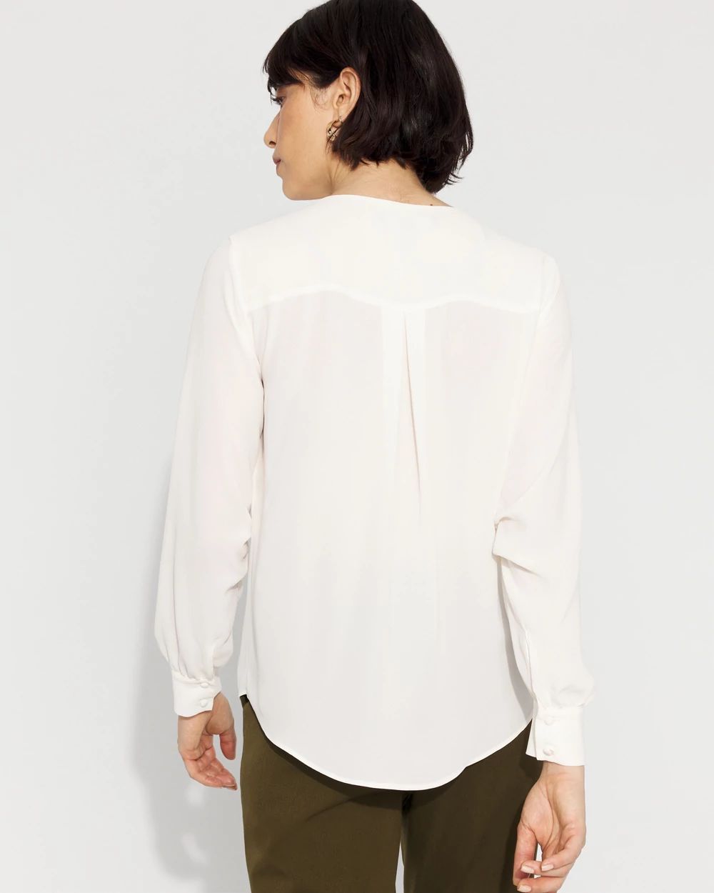 Long-Sleeve Button-Up Blouse